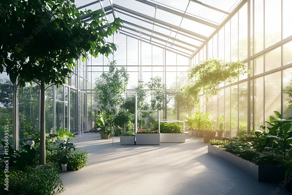 A bright greenhouse filled with various plants and greenery, showcasing a serene environment. A bright greenhouse filled with various plants and greenery, showcasing a serene environment.
