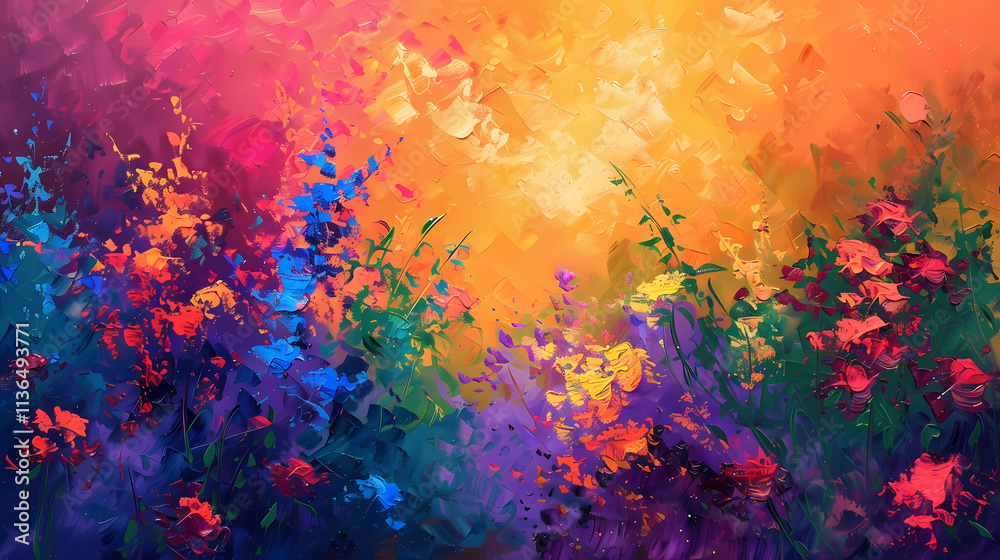Vibrant Floral Abstract: A canvas awash in vibrant hues, capturing the essence of nature's beauty. Bold strokes and dynamic colors evoke a sense of energy and life. Vibrant Floral Abstract: A canvas awash in vibrant hues, capturing the essence of nature's beauty. Bold strokes and dynamic colors evoke a sense of energy and life.