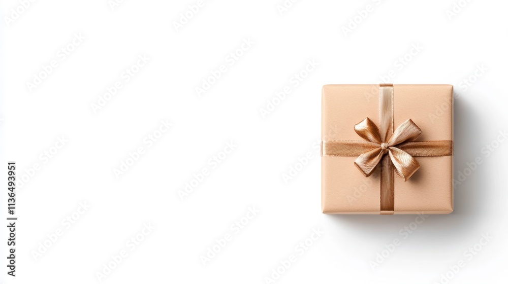 Beautifully Wrapped Gift Box on White Background Beautifully Wrapped Gift Box on White Background