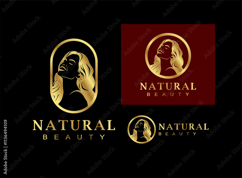 Fototapeta premium hair beauty salon logo premium for business isolated on black background