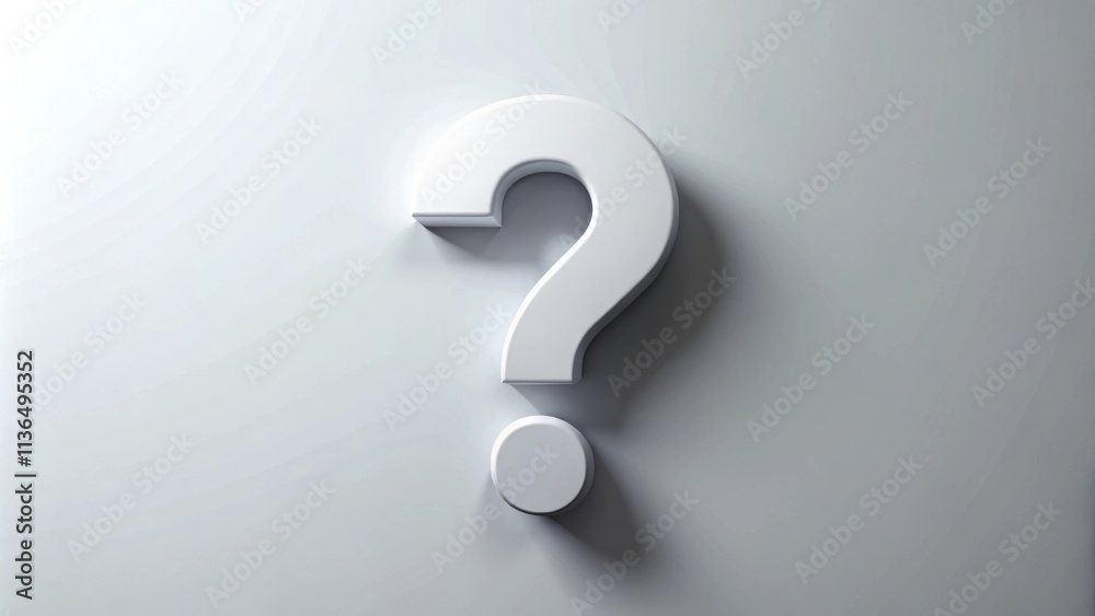 White Question Mark Symbol on Light Gray Background White Question Mark Symbol on Light Gray Background