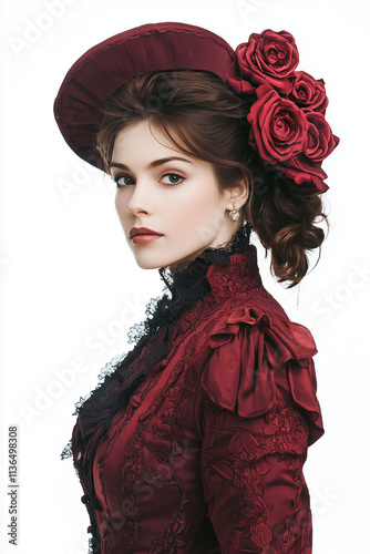 Young woman Victorian era clothes