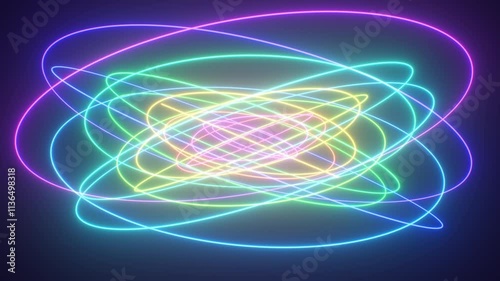 Rings Rotate At Varied Periodic Intervals Creating Lissajous Patterns - 4K Seamless VJ Loop Motion Background Animation
