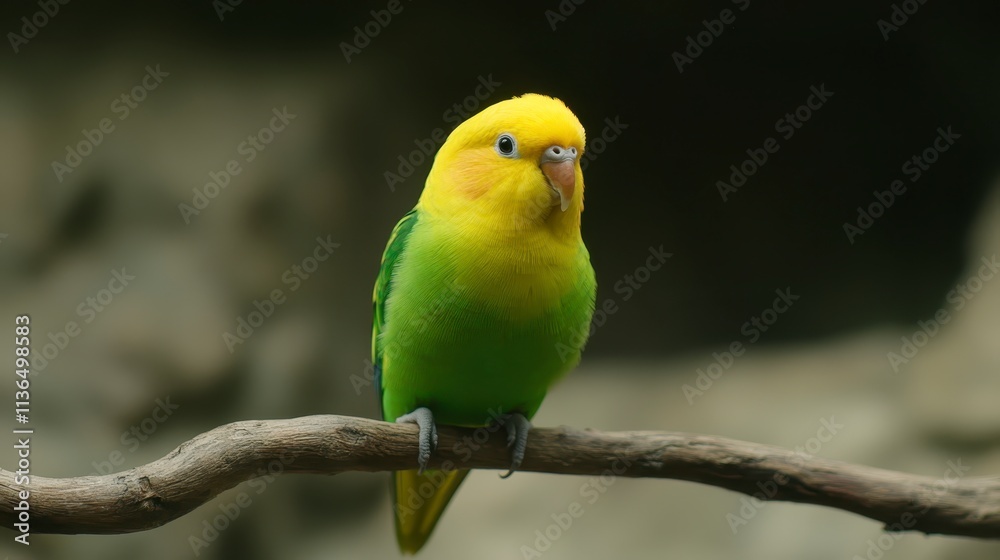 Yellow crowned Parakeet Bird on Branch Exotic Pet Wildlife Yellow crowned Parakeet Bird on Branch Exotic Pet Wildlife