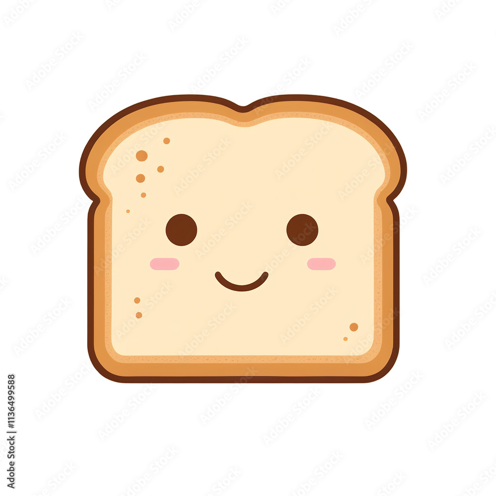 simple minimalist toast with cute cartoon face vector illustration isolated simple minimalist toast with cute cartoon face vector illustration isolated