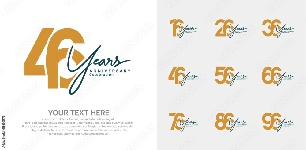 Anniversary logo set vector design, brown and black color for celebration event Anniversary logo set vector design, brown and black color for celebration event