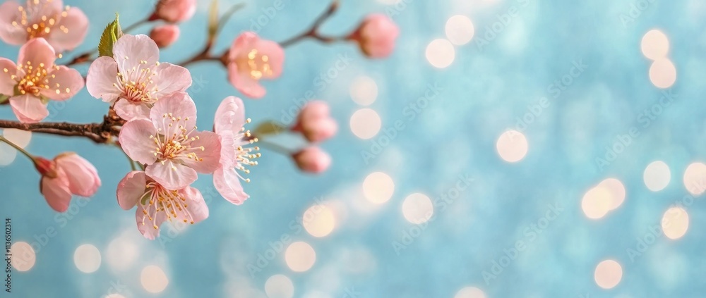 Fototapeta premium Delicate Pink Blossoms in Springtime; A Tender Floral Display of Nature's Beauty