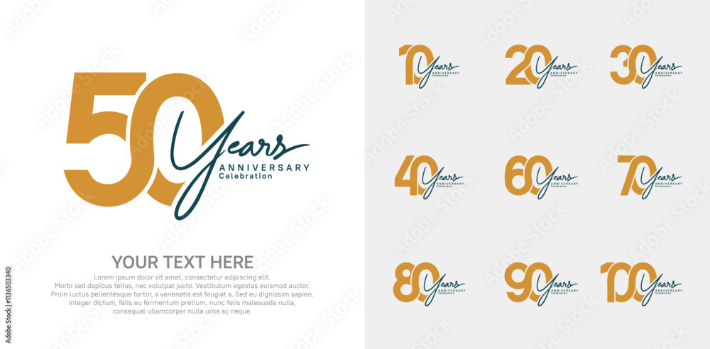 Anniversary logo set vector design, brown and black color for celebration event Anniversary logo set vector design, brown and black color for celebration event