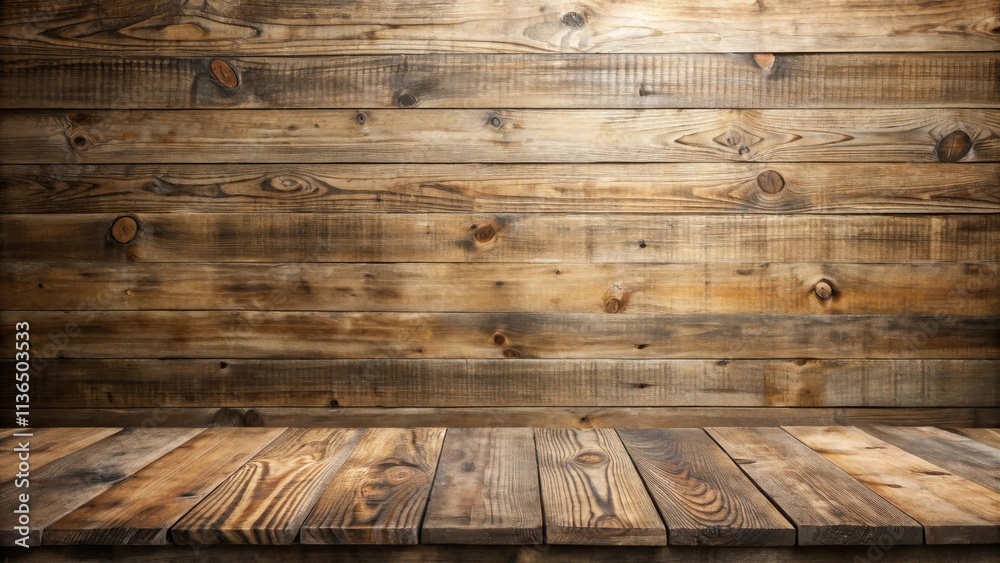 Rustic Wooden Background with Horizontal Planks and Empty Tabletop Rustic Wooden Background with Horizontal Planks and Empty Tabletop