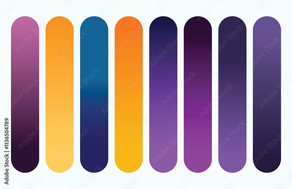 Set of vibrant gradients swatches or buttons