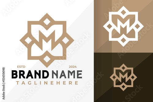 Letter M Mandala Rose Logo Icon Vector Design Illustration