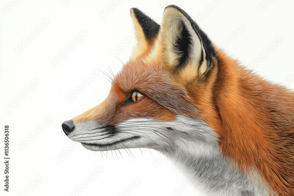 Obraz premium Studio photo of a fox isolated against a white background. Wildlife and conservation concept, space for copy.