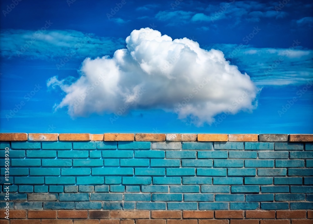 Fluffy Cloud on Brick Wall - High Depth of Field, Nature vs Construction, Surreal Photography Fluffy Cloud on Brick Wall - High Depth of Field, Nature vs Construction, Surreal Photography