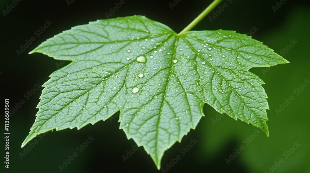 Fototapeta premium Dewdrops on Green Leaf Nature Macro Photography Plants Spring