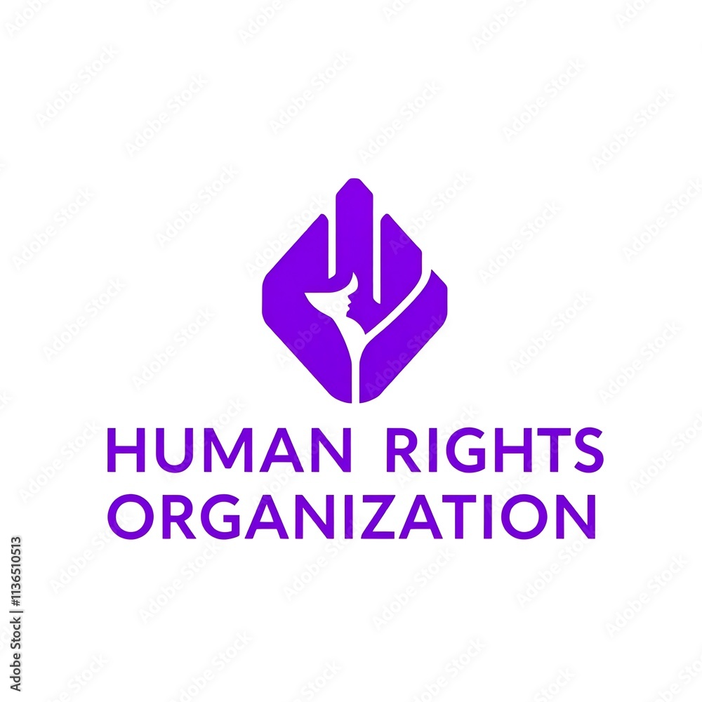 Human Rights Organization Logo: A bold and vibrant purple logo featuring a stylized human figure within a geometric shape, symbolizing advocacy and protection. Human Rights Organization Logo: A bold and vibrant purple logo featuring a stylized human figure within a geometric shape, symbolizing advocacy and protection.