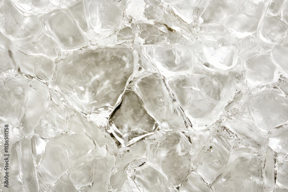 Obraz premium Clear ice sheet texture with glossy finish showcasing air pockets and crystalline formations in natural light