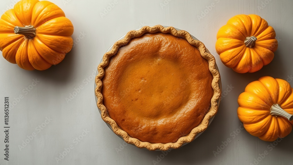 Autumnal Delight A Whole Pumpkin Pie Surrounded by Miniature Pumpkins Autumnal Delight A Whole Pumpkin Pie Surrounded by Miniature Pumpkins