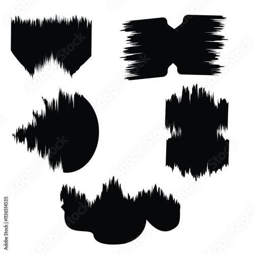 black color paint brush stroke brush background and vector illustration