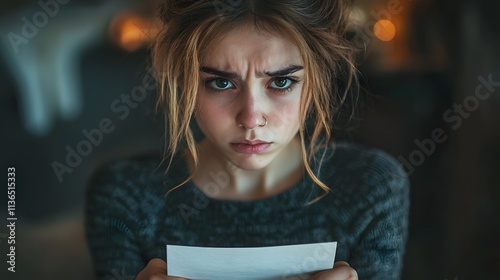 A person clutching a letter, their expression filled with heartbreak and despair