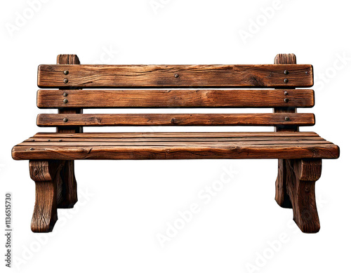 wooden bench isolated on transparent background