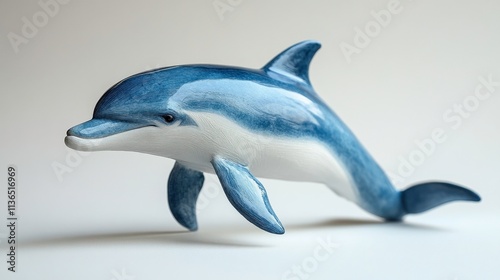 Lifelike Blue Dolphin Sculpture Displaying Graceful Movement and Artistic Detailing in a Serene Setting, Perfect for Aquatic Art Enthusiasts and Decor Inspiration photo