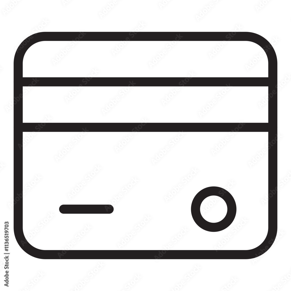Debit Card Icon. Black and White Outline Icon Debit Card Icon. Black and White Outline Icon