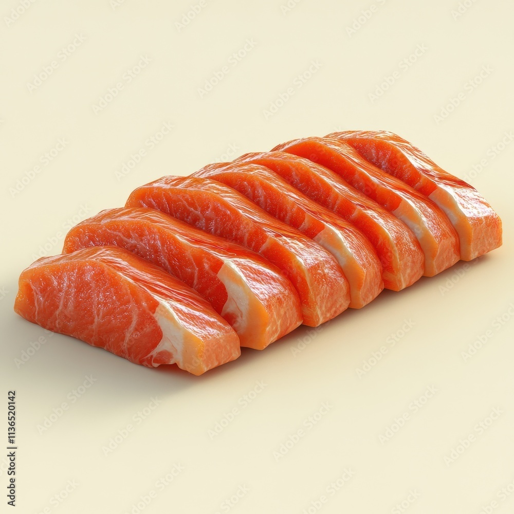 Freshly Cut Slices of Juicy Salmon Fillet Freshly Cut Slices of Juicy Salmon Fillet