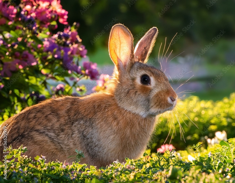 Fototapeta premium Generated image rabbit in the garden 77392.jpg, Firefly rabbit in the garden