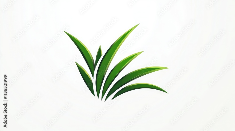Obraz premium Minimalistic grass icon with a few blades in green on a white background