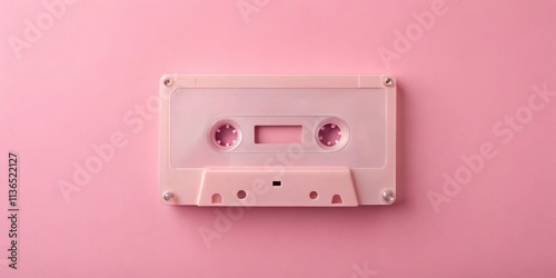 Pastel Pink Cassette Tape on a Pink Background A Minimalist Image of Retro Music Technology