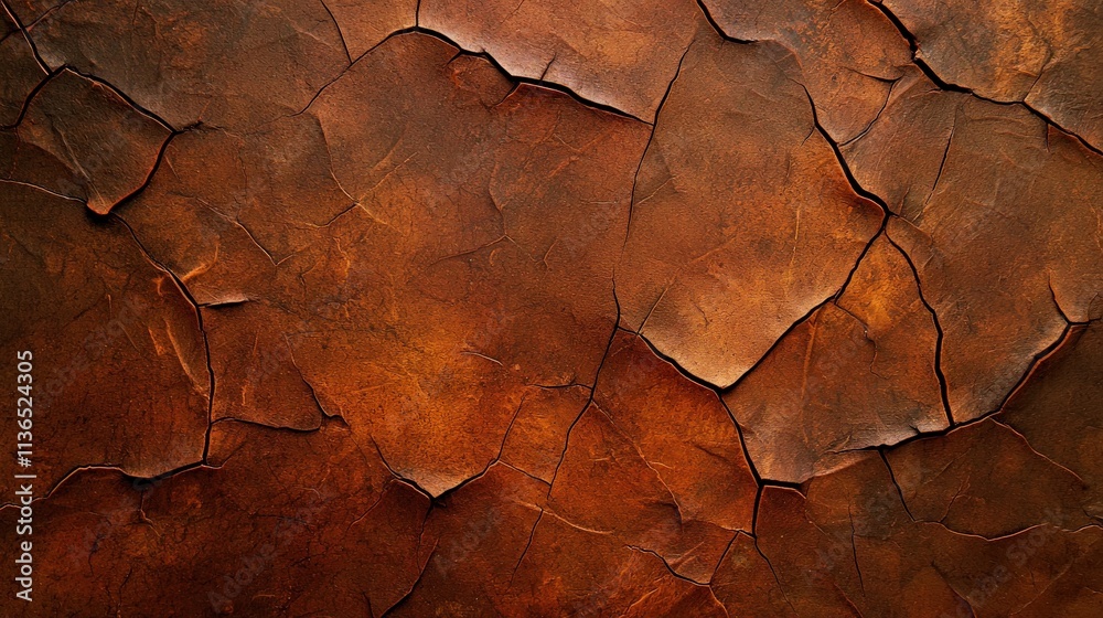 Fototapeta premium Cracked desert ground texture with rich earthy tones