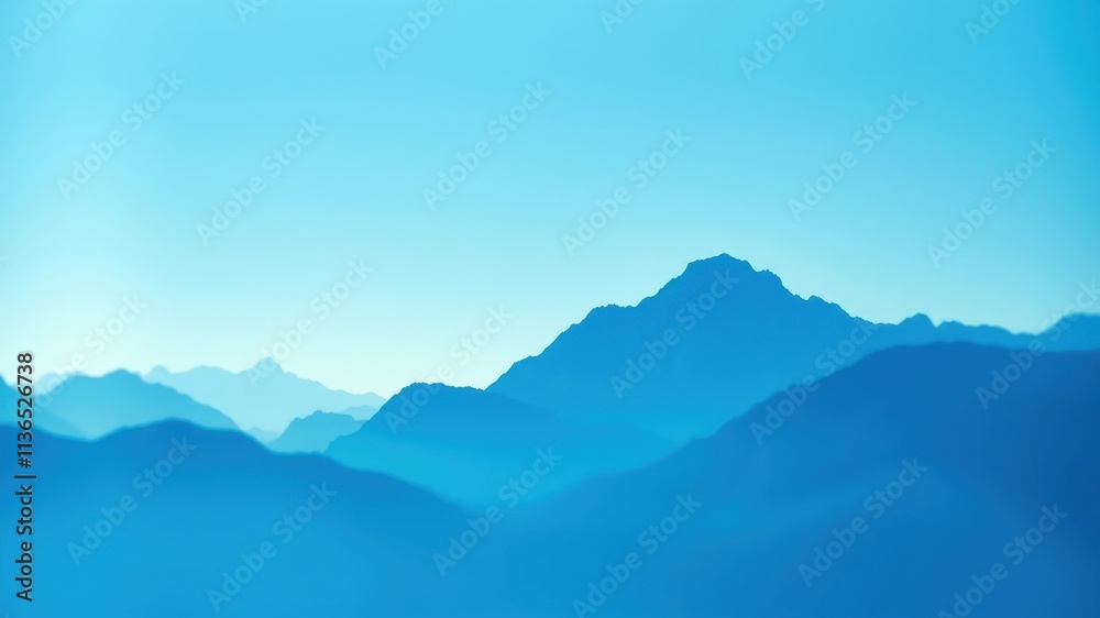 Serene Blue Mountain Range at Dawn A Peaceful Landscape Image
