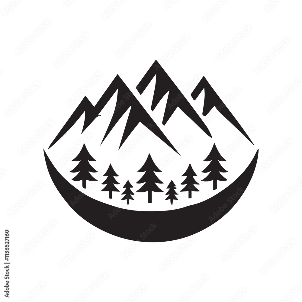 Obraz premium black forest, mountain logo, simple vector icon