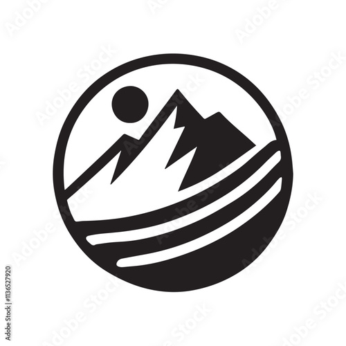 black forest, mountain logo, simple vector icon