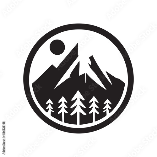 black forest, mountain logo, simple vector icon