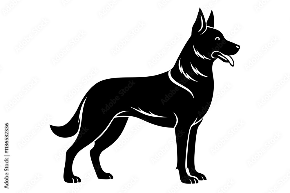 German Shepherd Silhouette Vector Illustration of a Strong and Upright Dog German Shepherd Silhouette Vector Illustration of a Strong and Upright Dog