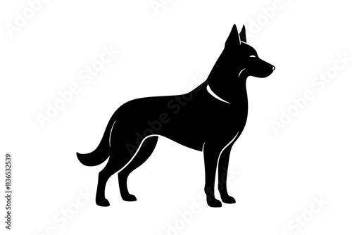 German Shepherd Silhouette Vector Illustration of a Strong and Upright Dog