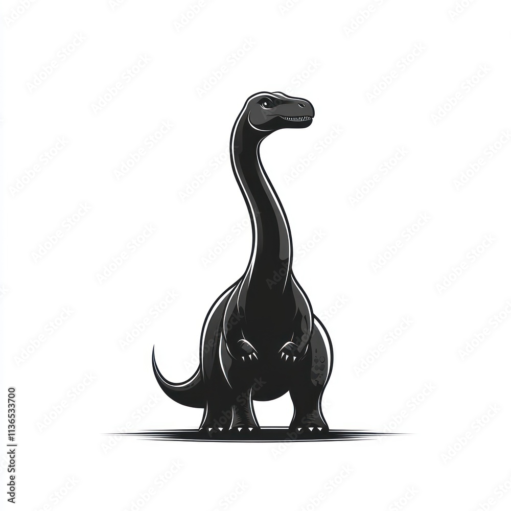 Obraz premium Black silhouette of a long-necked dinosaur.