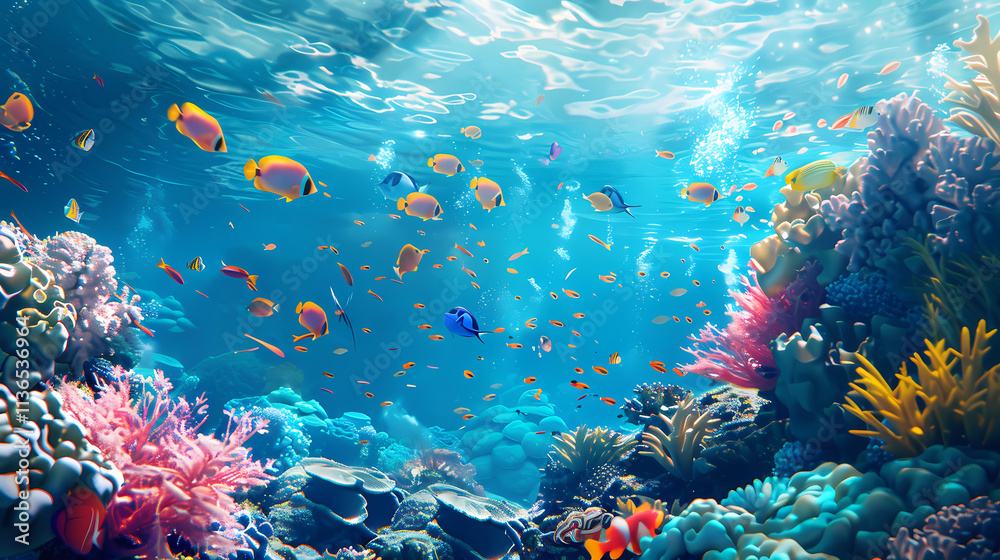 Fototapeta premium Vibrant Coral Reef Underwater Paradise 
