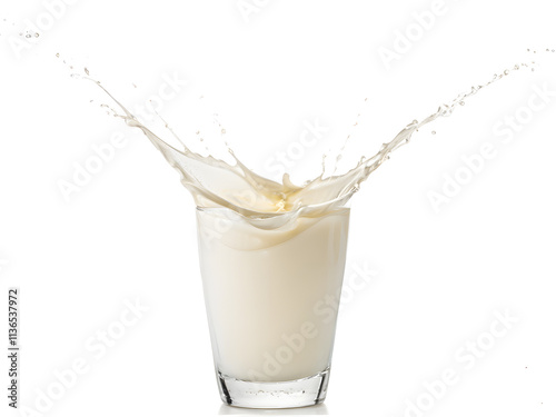 vanilla milk splash isolated on white background 