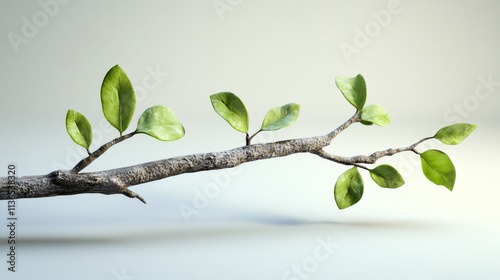 Bare branch growing vibrant green leaves symbolizes rebirth, renewal, and the power of nature