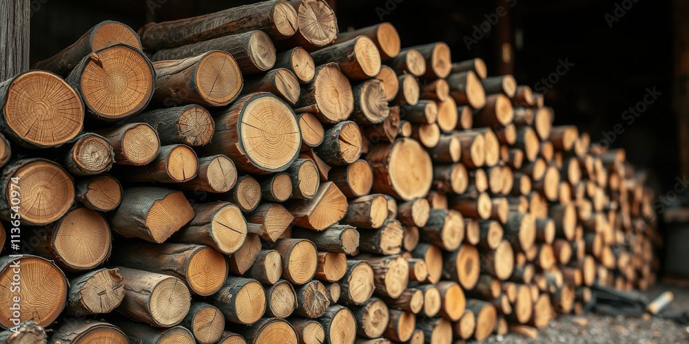 A Stack of Neatly Arranged Logs for Winter Fuel