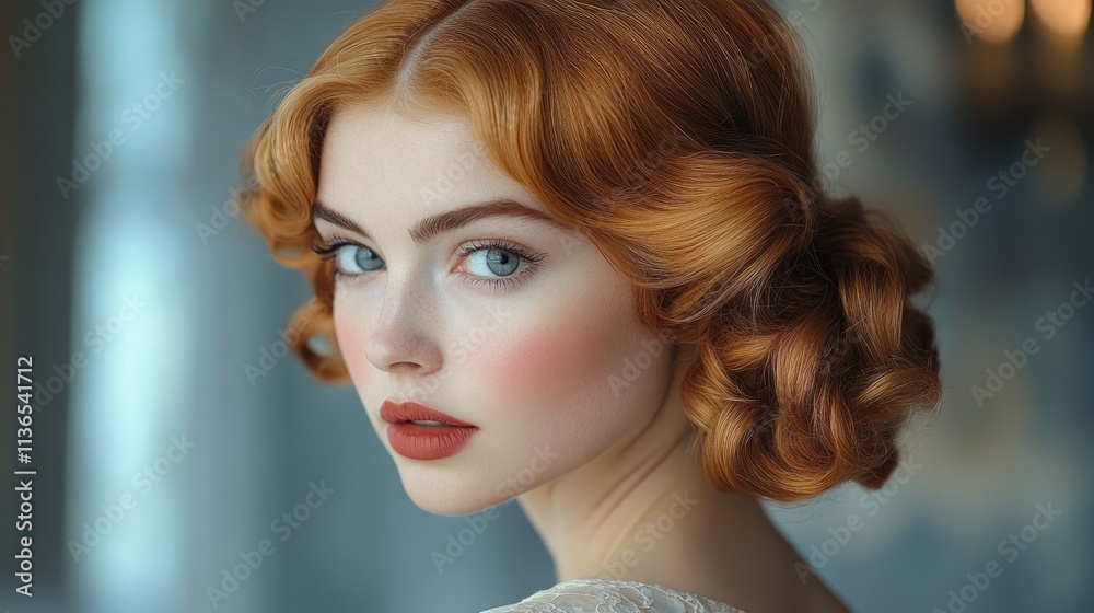 Naklejka premium Portrait young woman with styled red hair