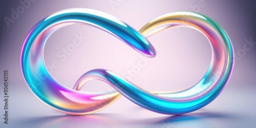 Abstract iridescent curves forming a linked loop design