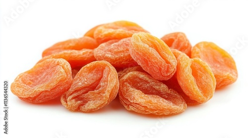 Create a high-quality image of dried apricots isolated on a white background. 