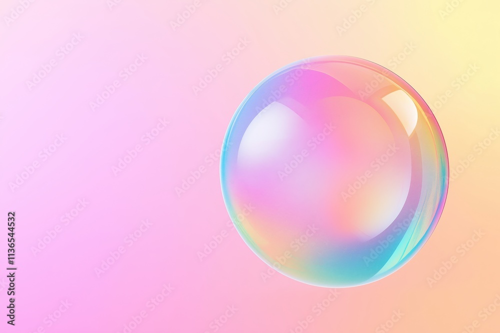 Iridescent Soap Bubble on Pastel Gradient Background Iridescent Soap Bubble on Pastel Gradient Background
