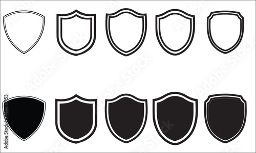 Blank shield badge set vector emblems for logos and branding design