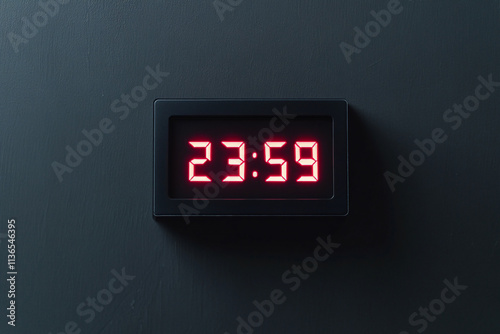 Digital Clock Displaying 23:59 on a Sleek Black Background with Illuminated Digits
