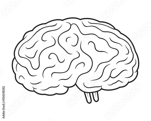 Brain coloring page vector illustration line art design