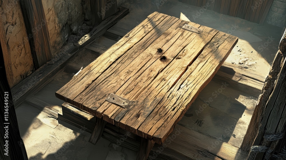 rustic wooden table in old room rustic wooden table in old room